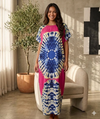Maxi Short Sleeve Crew Neck Tie Dye African Kaftan Dress