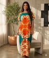 Maxi Short Sleeve Crew Neck Tie Dye African Kaftan Dress