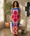 Maxi Short Sleeve Crew Neck Tie Dye African Kaftan Dress