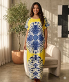 Maxi Short Sleeve Crew Neck Tie Dye African Kaftan Dress