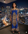 Maxi Short Sleeve Crew Neck Damask Print African Kaftan Dress