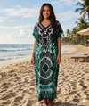 Maxi Short Sleeve V- Neck Printed Summer African Kaftan Dress