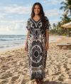 Maxi Short Sleeve V- Neck Printed Summer African Kaftan Dress