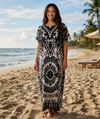 Maxi Short Sleeve V- Neck Printed Summer African Kaftan Dress