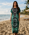 Maxi Short Sleeve V- Neck Printed Summer African Kaftan Dress