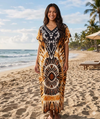 Maxi Short Sleeve V- Neck Printed Summer African Kaftan Dress