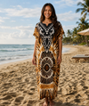 Maxi Short Sleeve V- Neck Printed Summer African Kaftan Dress