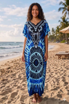 Maxi Short Sleeve V- Neck Printed Summer African Kaftan Dress