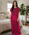 Maxi Short Sleeve Floral Check Print African Kaftan Dress
