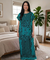 Maxi Short Sleeve Floral Check Print African Kaftan Dress