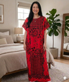 Maxi Short Sleeve Floral Check Print African Kaftan Dress
