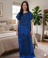 Maxi Short Sleeve Floral Check Print African Kaftan Dress