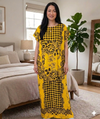 Maxi Short Sleeve Floral Check Print African Kaftan Dress