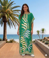 Maxi Short Sleeve Leaf Print African Kaftan Dress