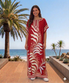 Maxi Short Sleeve Leaf Print African Kaftan Dress