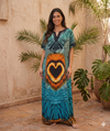 Maxi Short Sleeve Tie Dye Heart V- Neck African Kaftan