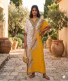 Maxi Short Sleeve Palm Leaf Design African Kaftan Dress