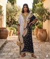 Maxi Short Sleeve Palm Leaf Design African Kaftan Dress