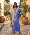 Maxi Short Sleeve Palm Leaf Design African Kaftan Dress
