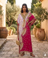 Maxi Short Sleeve Palm Leaf Design African Kaftan Dress