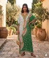 Maxi Short Sleeve Palm Leaf Design African Kaftan Dress