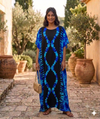 Maxi Round Neck Short Sleeve Boho Diamond Tie-Dye Kaftan Dress