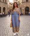 Maxi Short Sleeve Paisley- Inspired Design African Kaftan Dress