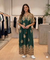 Maxi Long Short Sleeve Middle Eastern Textiles Kaftan Dress