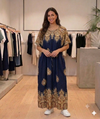 Maxi Long Short Sleeve Middle Eastern Textiles Kaftan Dress