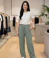 Women's Wide Leg Flared Trousers With Adjustable Drawstring 