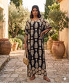 Maxi Round Neck Short Sleeve Paisley- Inspired Kaftan Dress