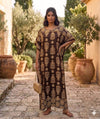 Maxi Round Neck Short Sleeve Paisley- Inspired Kaftan Dress