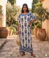 Maxi Round Neck Short Sleeve Paisley- Inspired Kaftan Dress