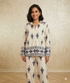 Floral Detailed Long Sleeve Shirt & Flared Trousers Co-ord Set