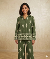 Floral Detailed Long Sleeve Shirt & Flared Trousers Co-ord Set