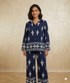 Floral Detailed Long Sleeve Shirt & Flared Trousers Co-ord Set