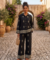 Flower Design Button Collar Shirt & Flared Trousers With Pockets Co-ord Set