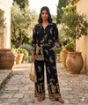 Floral Paisley Design Collar Long Sleeve Shirt & Flared Trousers Co-ord Set