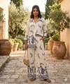 Floral Paisley Design Collar Long Sleeve Shirt & Flared Trousers Co-ord Set