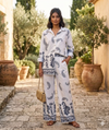 Floral Paisley Design Collar Long Sleeve Shirt & Flared Trousers Co-ord Set