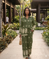 Paisley Design Button Collar Shirt & Flared Trousers Co-ord Set