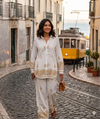 Tulip Paisley Design Split Cuffs Collared Shirt & Flared Trousers Co-ord Set