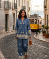 Tulip Paisley Design Split Cuffs Collared Shirt & Flared Trousers Co-ord Set
