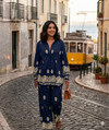 Tulip Paisley Design Split Cuffs Collared Shirt & Flared Trousers Co-ord Set