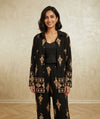 Floral Detailed Long Sleeve Shirt & Flared Trousers Co-ord Set