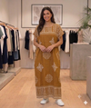 Maxi Round Neck Short Sleeve Boho Geometric Border Print Kaftan Dress