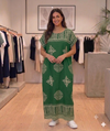 Maxi Round Neck Short Sleeve Boho Geometric Border Print Kaftan Dress