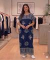 Maxi Round Neck Short Sleeve Boho Geometric Border Print Kaftan Dress