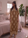 Maxi Round Neck Short Sleeve Boho Medallion Print Kaftan Dress