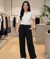 Women's Wide Leg Flared Trousers With Adjustable Drawstring 